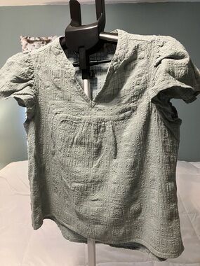 Canyon Guide Women’s Small Sage Green Gauze Top Boho Flutter Sleeve Blouse